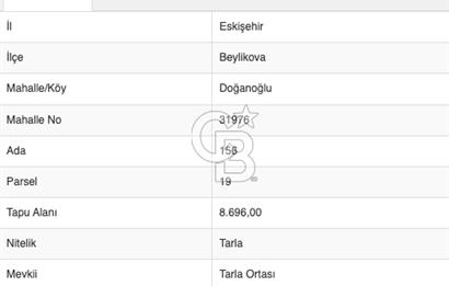 ESKİŞEHİR BEYLİKOVA DOĞANOĞLU'NDA SATILIK TARLA