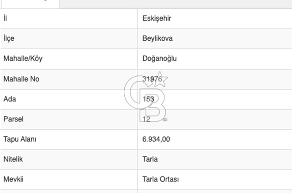 ESKİŞEHİR BEYLİKOVA DOĞANOĞLU'NDA SATILIK TARLA