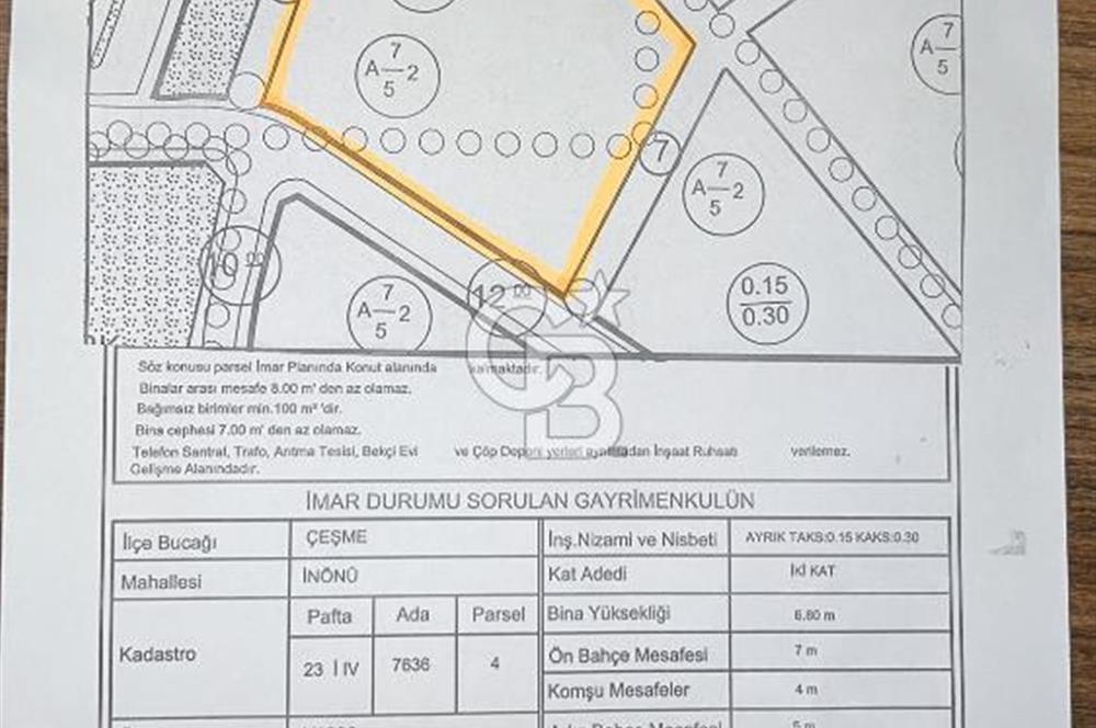 Cankat ÇEÇEN'den Çeşme İnönü'de 5276 m2 Konut İmarlı İnşaata Hazır Arsa