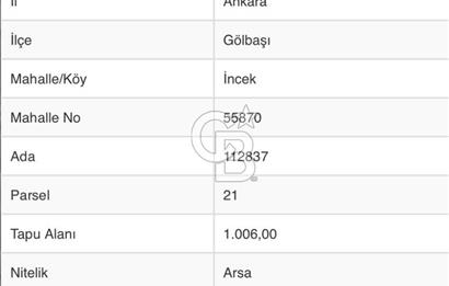 İNCEK - BAĞLAR CADDESİ VE BULVAR YAKINI VİLLA ARSASI - 1.006 M2