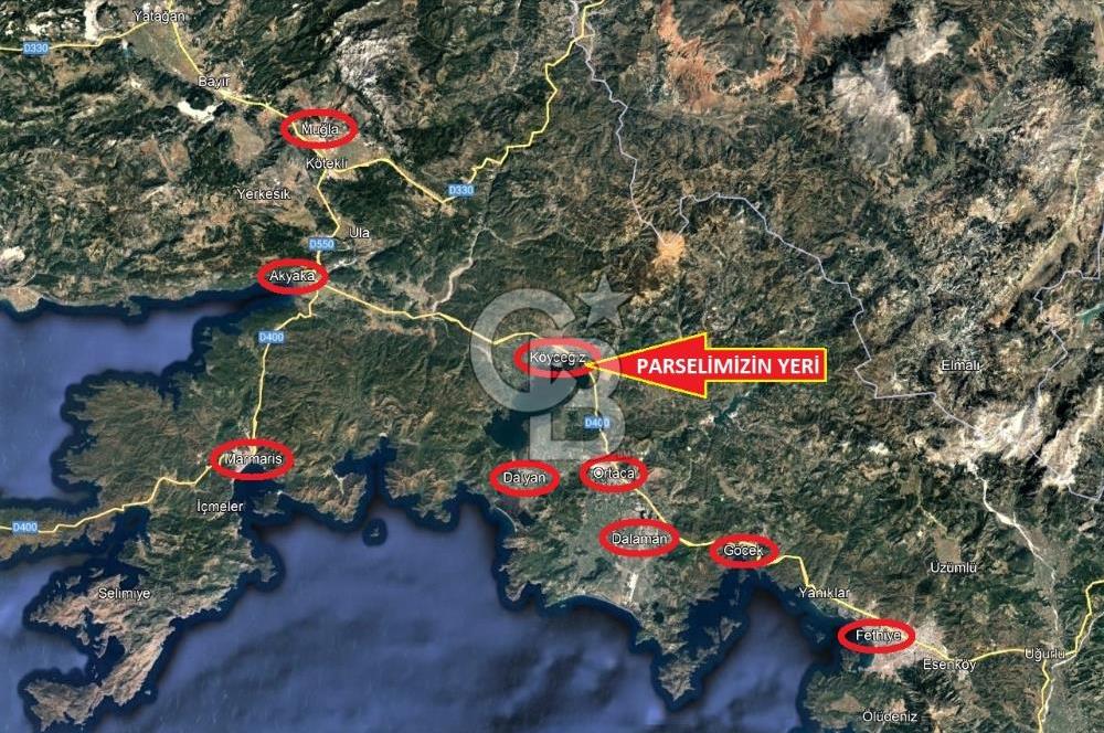 MUĞLA KÖYCEĞİZ YANGI’DA ANAYOL ÜZERİNDE 8448 M2 SATILIK ARAZİ