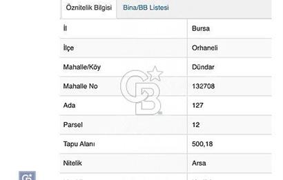 BURSA ORHANELİ 500 m2 MÜSTAKİL VİLLA İMARLI ARSA