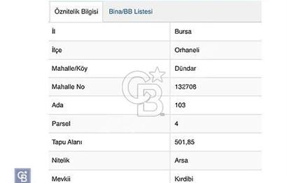 BURSA ORHANELİ 501 m2 VİLLA İMARLI ARSA