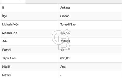 TEMELLİ BACI TEK TAPU KONUT İMARLI 600 M2 ARSA