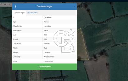 Çanakkale Yenice Hamdibey Satılık 5.483 M2 Tarla