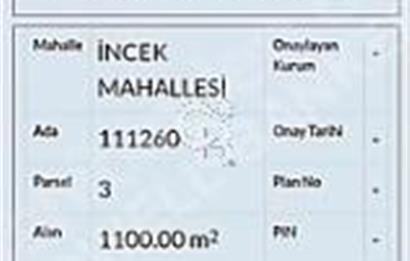 İNCEK'DE 0.30 EMSAL 1100 MT2 VİLLA PARSELİ