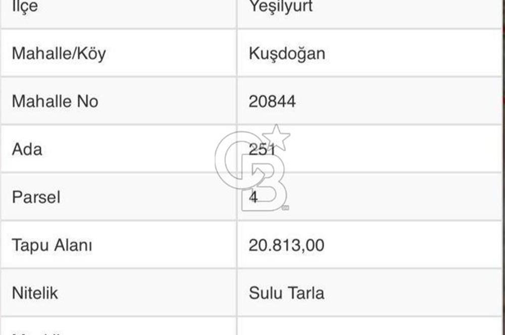 CB SAFİR'den KUŞDOĞAN MEVKİİ'nde 20.813 m2 SATILIK TARLA