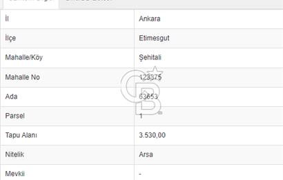 ETİMESGUT ŞEHİTALİ DE 3.530 M2 SATILIK ARSA