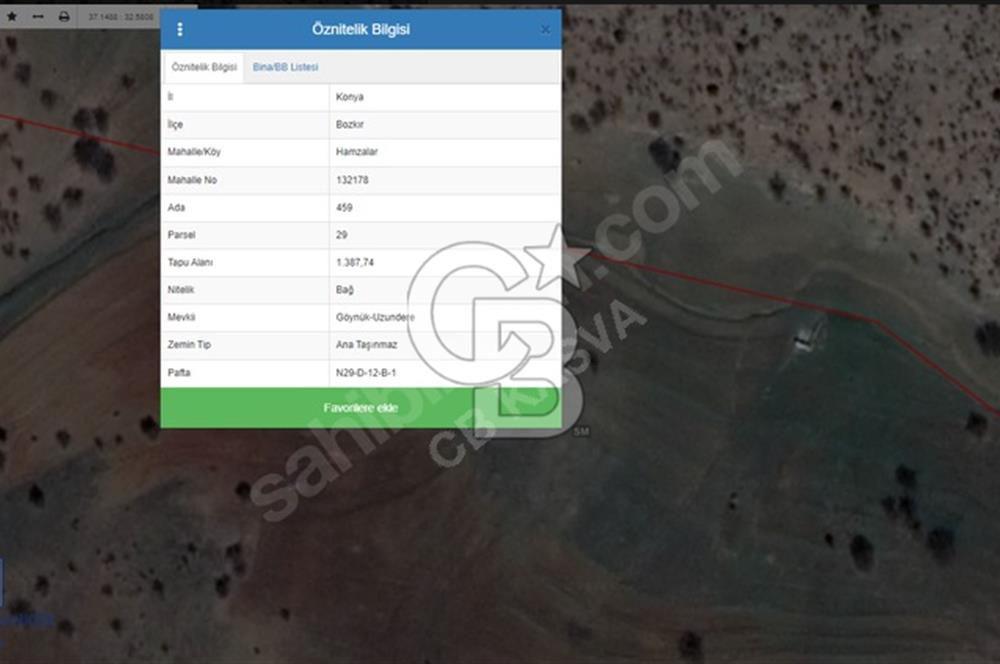 Konya Bozkır Hamzalar Köyünde Kasva dan 1387 m2 Satılık Tarla