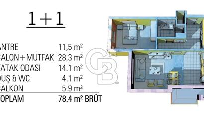 BAĞLICA OPENSKY DA, GENİŞ, ÇİFT CEPHE, SATILIK 1+1 DAİRE