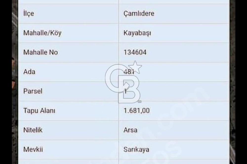 ÇAMLIDERE KAYA BAŞI MAHALLESİ YOLA SIFIR SATILIK ARSA