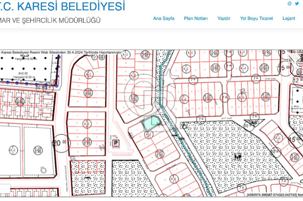BALIKESİR KUVA-İ MİLLİYE MAH. 406 m² KÖŞE PARSEL SATILIK ARSA