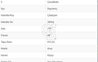 ÇANAKKALE BAYRAMİÇ ÇATALÇAM KÖYÜ İMARLI SATILIK ARSA