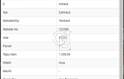 Çankaya Yenikent'te Şirket Merkezi Yapımına Uygun Villa Parseli.