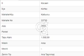 KOCAELİ KÖRFEZ İMARLI MÜSTAKİL PARSEL SATILIK ARSA