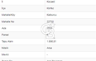 KOCAELİ KÖRFEZ TEK TAPU, MÜSTAKİL PARSEL SATILIK İMARLI ARSA