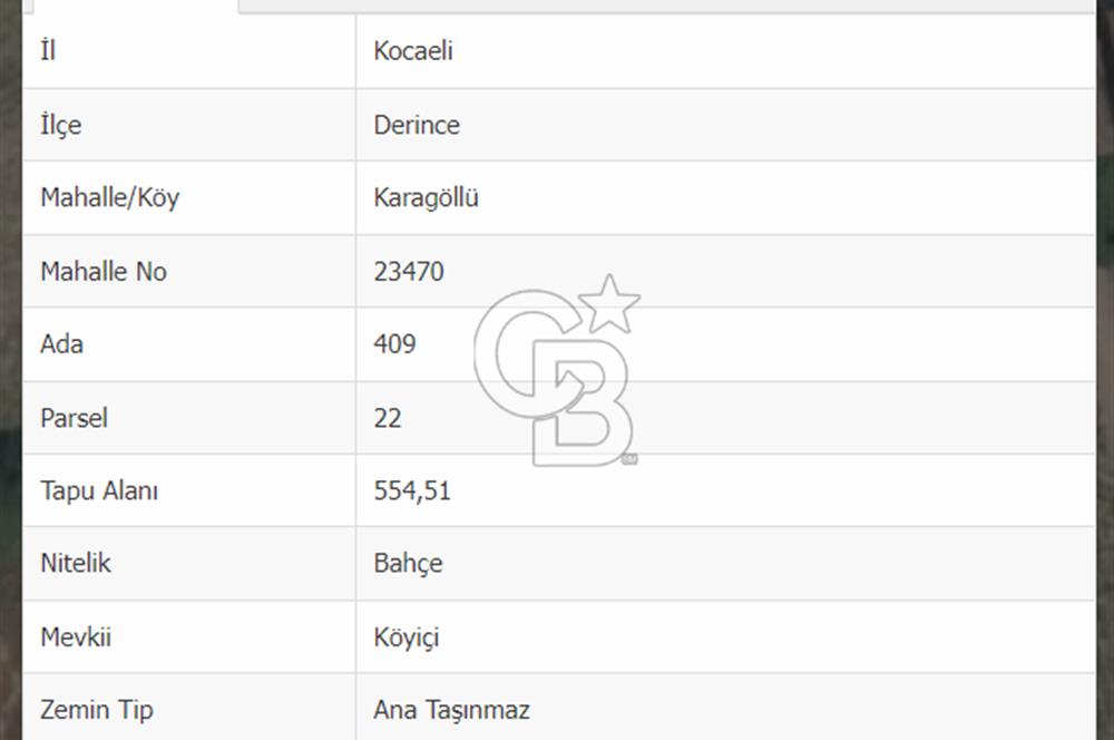 Derince Karagöllü de SATILIK Köyiçi İmarlı 554 m2 Arsa