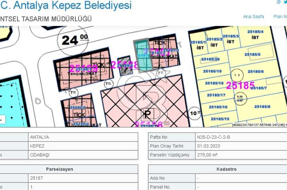 ANTALYA KEPEZ BAŞKÖYDE TİCARİ + KONUT İMARLI 837 m2 YATIRIMLIK FIRSAT ARSA 