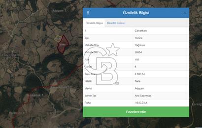 Çanakkale Yenice Yağdıran Satılık 39.842 M2 Arazi