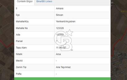 SİNCAN YENİKENT AKÇAÖREN SATILIK SANAYİ İMARLI ARSA TEK TAPU