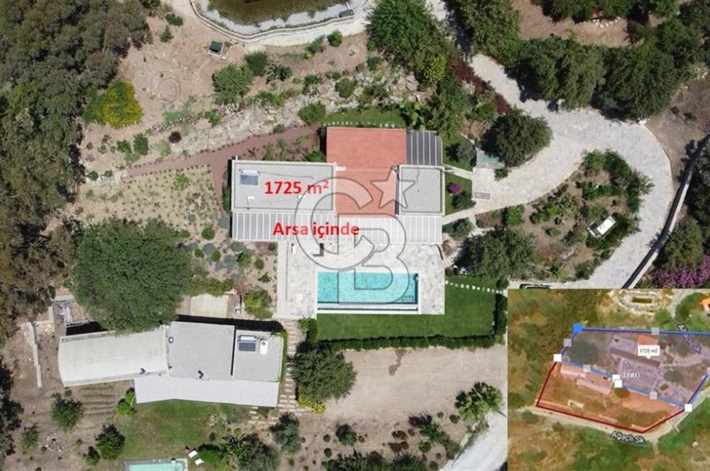 Bodrum Gümüşlük te 1725 m2 Arsa İçinde Müstakil Havuzlu 430 m2