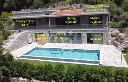 Bodrum Gümüşlük te 1725 m2 Arsa İçinde Müstakil Havuzlu 430 m2