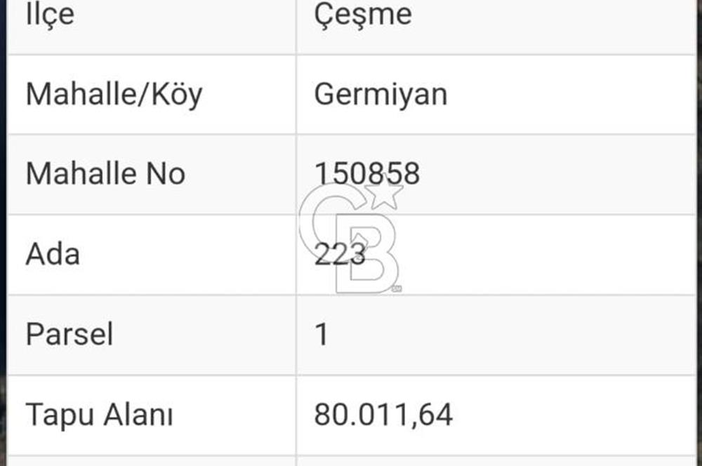 İZMİR ÇEŞME GERMİYAN SATILIK ARSA