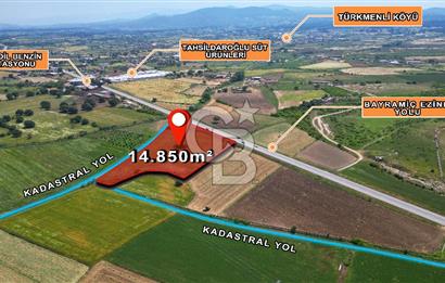 ÇANAKKALE EZİNE BAYRAMİÇ YOLU ÜZERİNDE 14,850 m²﻿ SATILIK ARAZİ