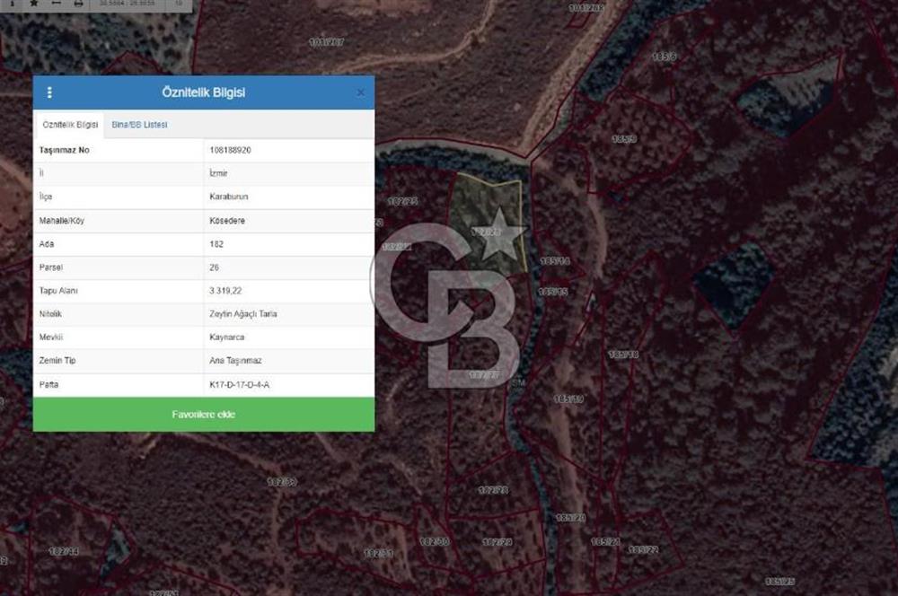 İzmir Karaburun'da 3319 m2 Satılık Arsa