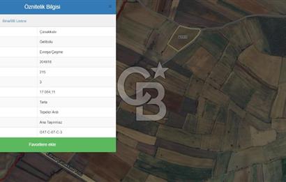 CB KOBİ'den GELİBOLU EVREŞE'de KADASTRAL YOLA CEPHELİ 17.064m2 SATILIK TARLA