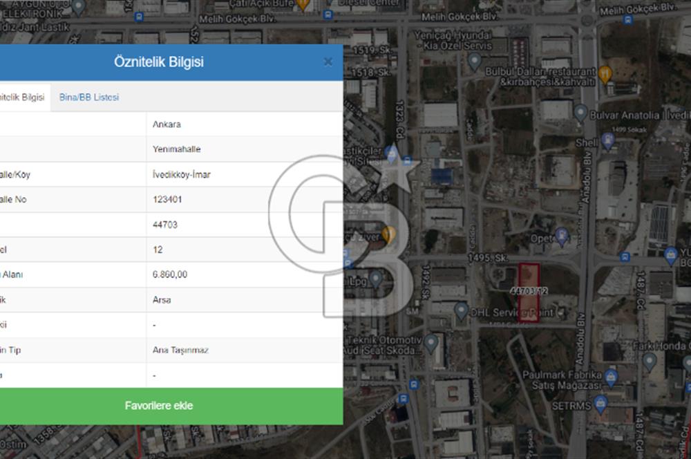 İVEDİK ANADOLU BULVARINA PARALEL SATILIK 6860m² ARSA,DEPO&BİNA
