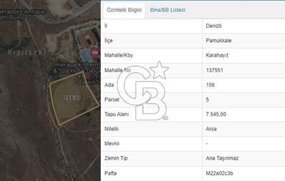 Pamukkale Karahayıt 7545 m² Satılık Turizm Tesis Arsası