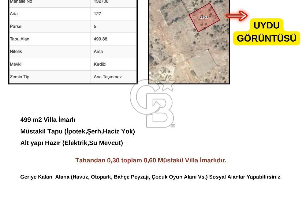 499 m2 VİLLA İMARLI ARSA