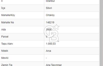 ORTAKÖY-SİLİVRİDE SATILIK 1000 M2 ARSA