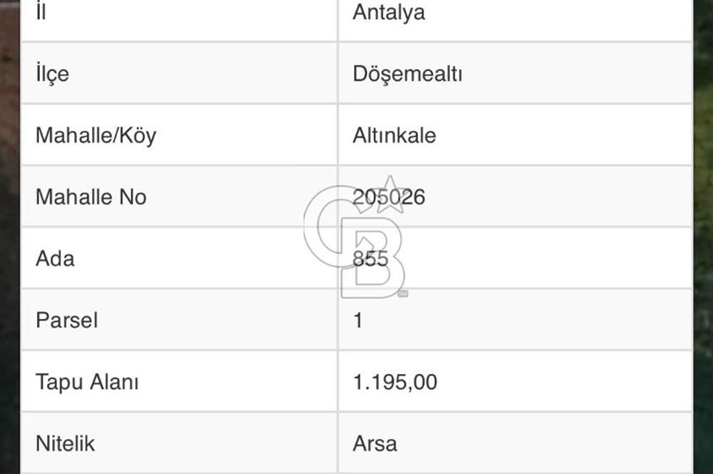 DÖŞEMEALTI ALTINKALE'DE 4.779 m2 SATILIK ARSA