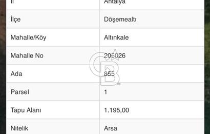 DÖŞEMEALTI ALTINKALE'DE 4.779 m2 SATILIK ARSA