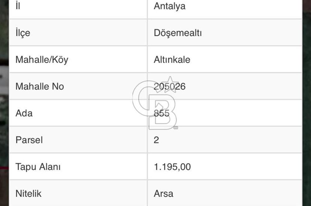 DÖŞEMEALTI ALTINKALE'DE 4.779 m2 SATILIK ARSA