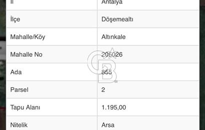 DÖŞEMEALTI ALTINKALE'DE 4.779 m2 SATILIK ARSA