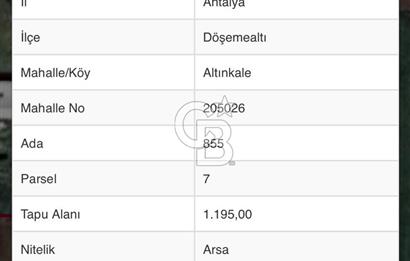 DÖŞEMEALTI ALTINKALE'DE 4.779 m2 SATILIK ARSA