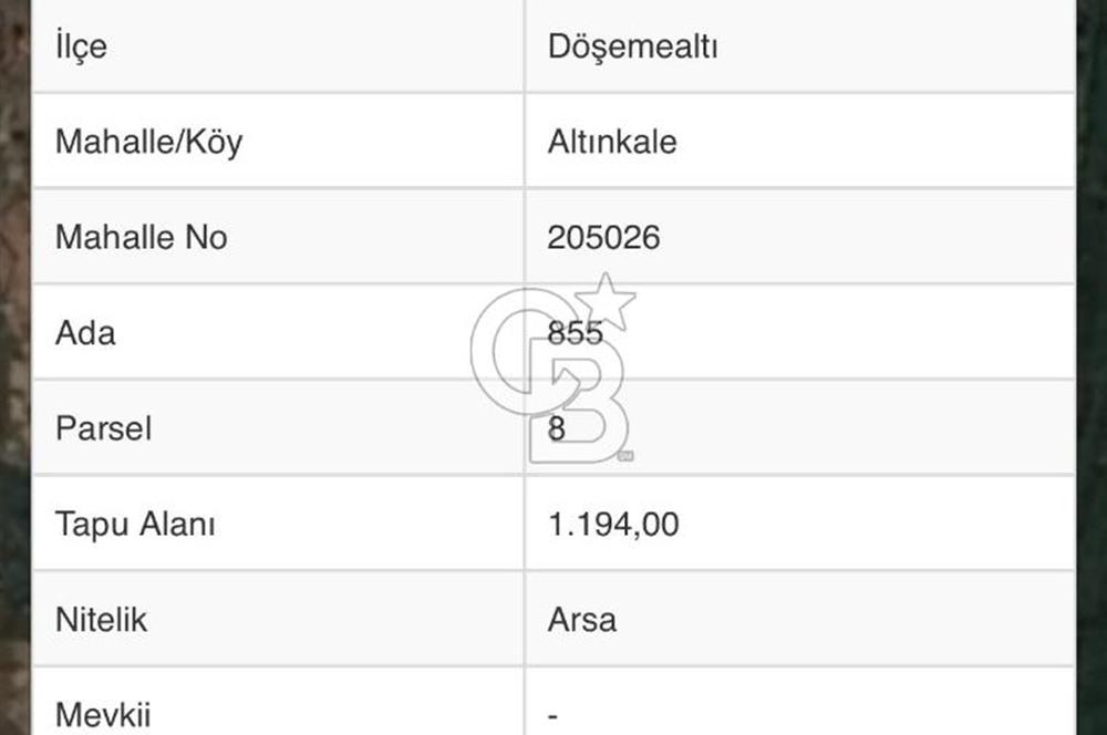 DÖŞEMEALTI ALTINKALE'DE 4.779 m2 SATILIK ARSA