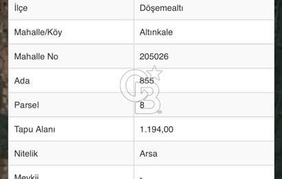 DÖŞEMEALTI ALTINKALE'DE 4.779 m2 SATILIK ARSA