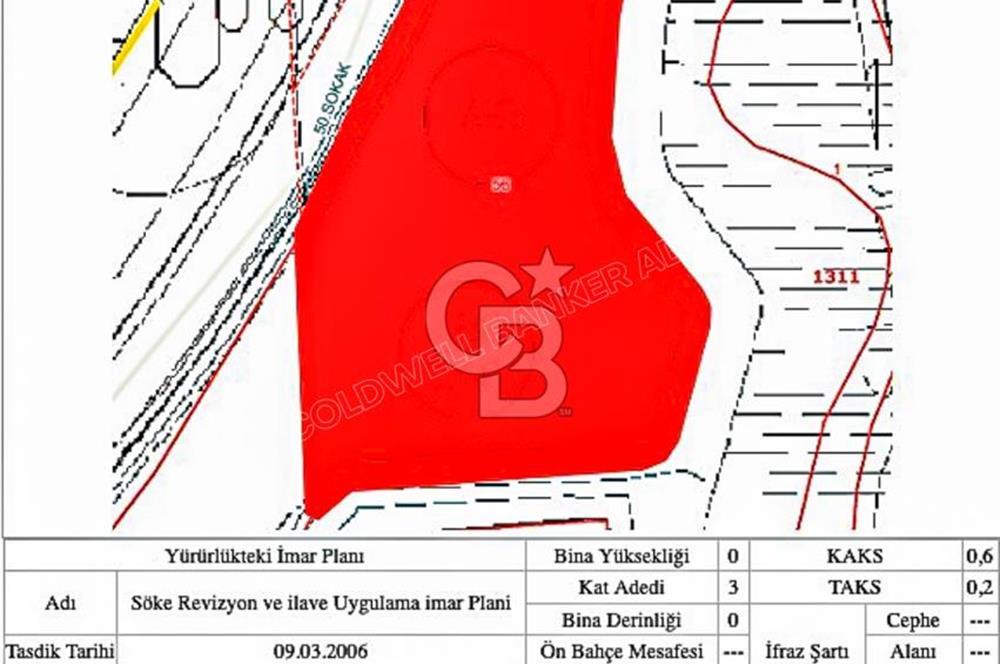 Aydın Söke Çevre Yolu Üzerinde 4.105 m2 20/60 3 Kat Konut İmarlı Satılık Arsa