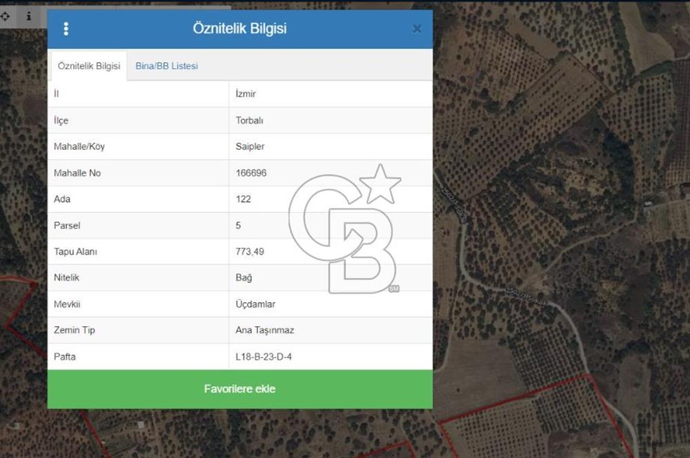 İZMİR TORBALI SAİPLER KÖYÜNDE 773 m2 SATILIK TARLA