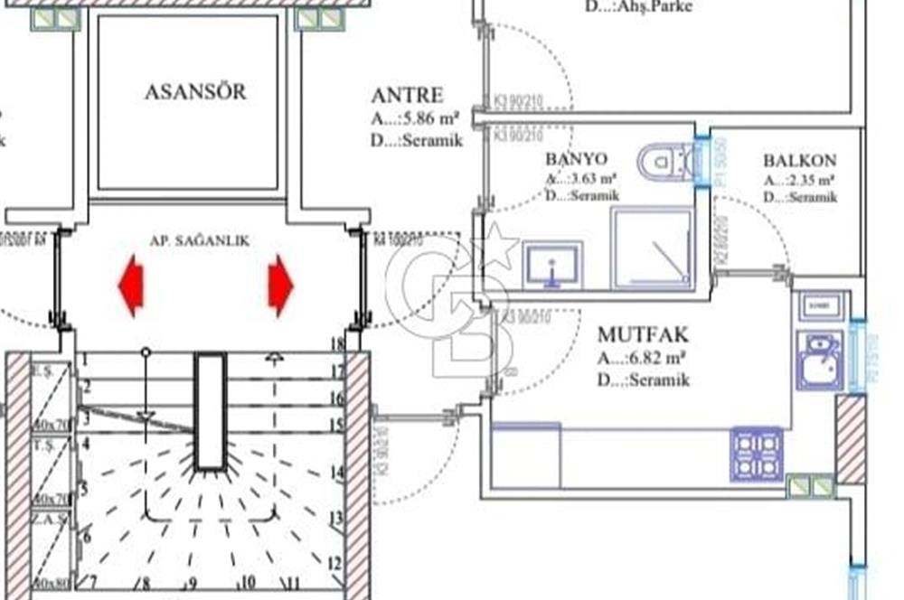 Projeden Satılık 2+1 Daire (7. Kat)