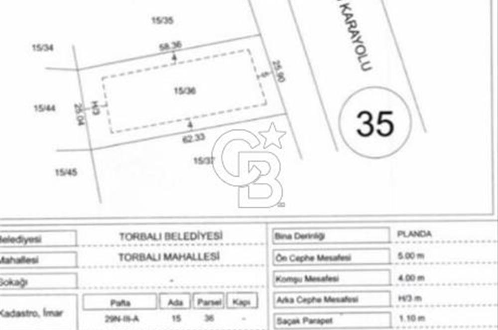 ZONED LAND FOR SALE ON AYDIN ​​STREET IN TORBALI