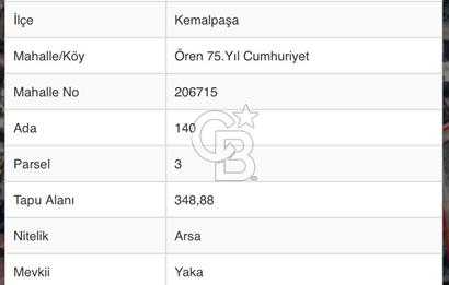 Kemalpaşa Ören 75. Yıl Cumhuriyet’te Satılık Arsa