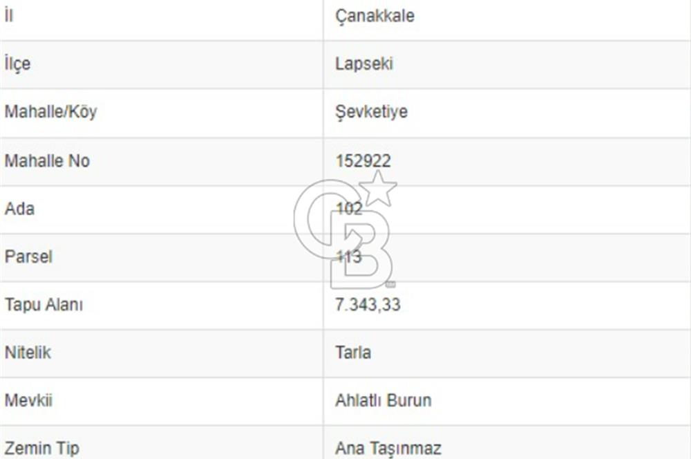 ÇANAKKALE / LAPSEKİ/ ŞEVKETİYE KÖYÜ BOĞAZ MANZARALI SATILIK TARLA