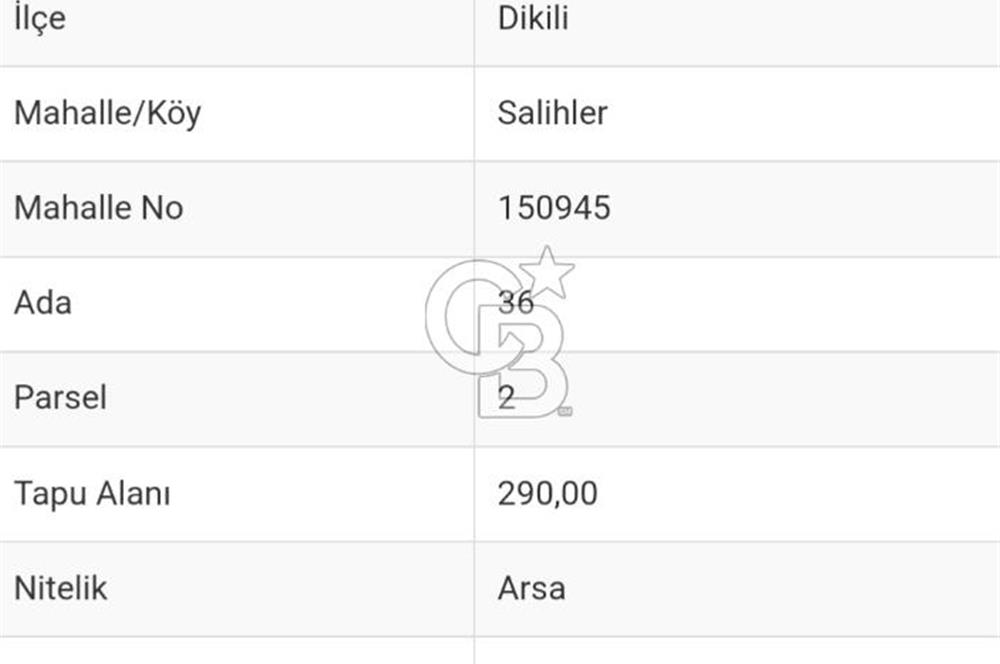 DİKİLİ|SALİHLER MH.|TÖYKO SİTESİNDE VİLLA İMARLI ARSA