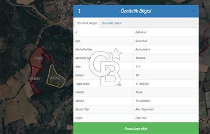 BALIKESİR SUSURLUK SATILIK TARLA!. 32.999 M2