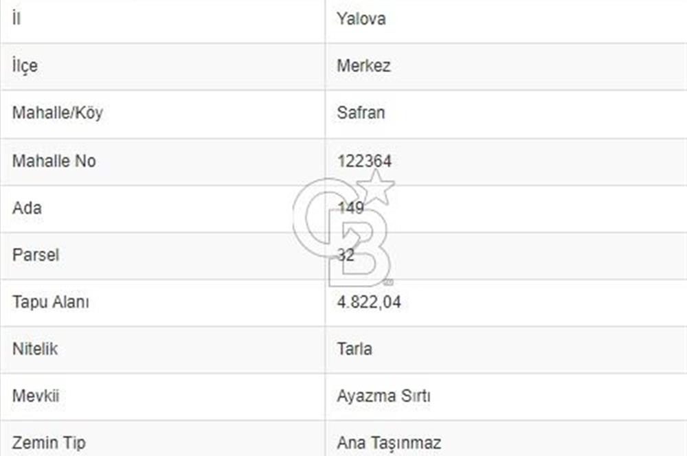 YALOVA SAFRAN SATILIK TARLA!. 4822 M2